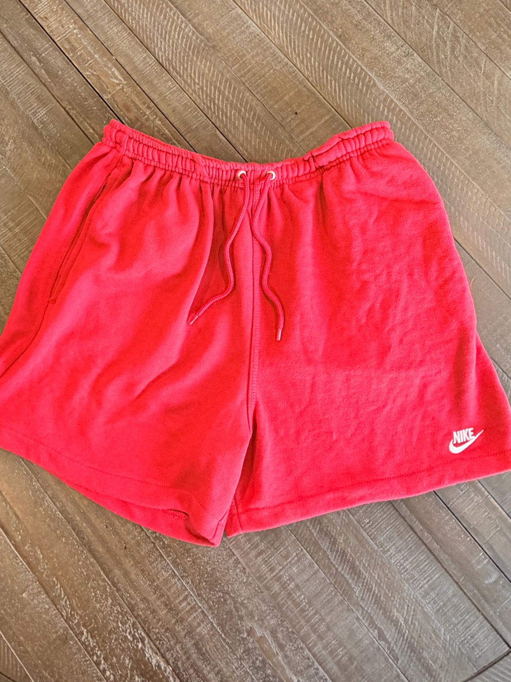 Nike Bright Red Fleece Shorts with Drawstring
